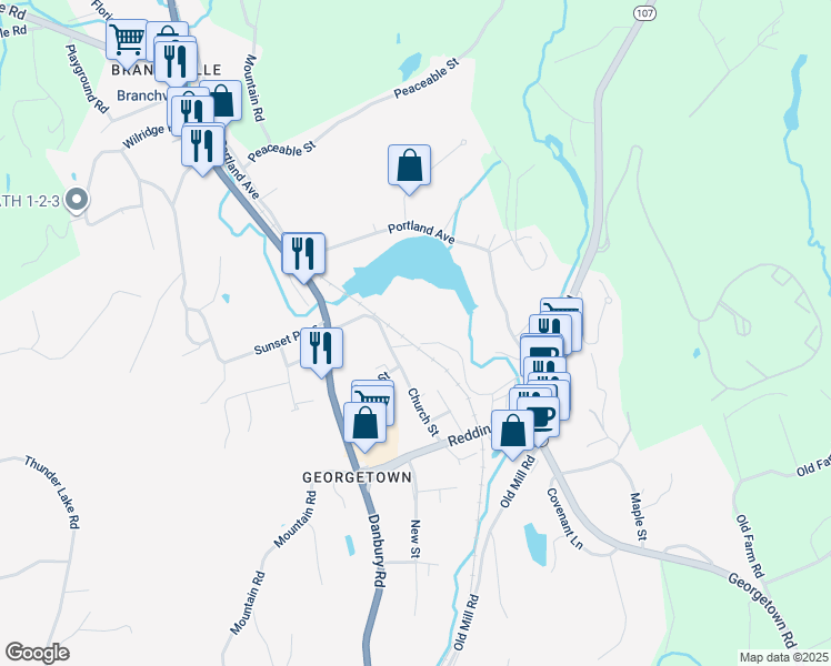 map of restaurants, bars, coffee shops, grocery stores, and more near 159 North Main Street in Redding