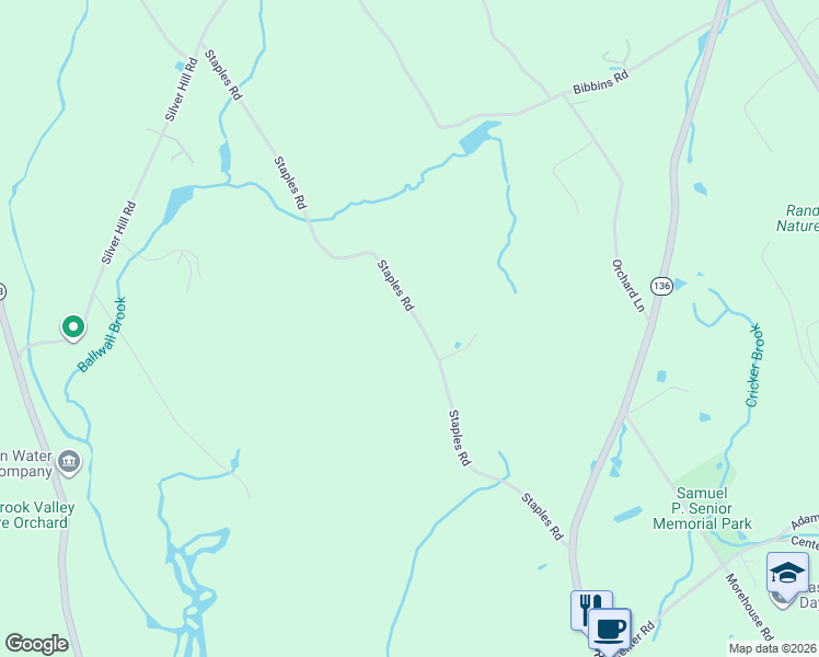 map of restaurants, bars, coffee shops, grocery stores, and more near 119 Staples Road in Easton