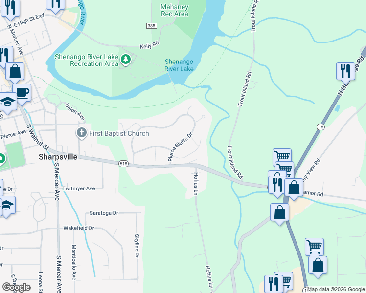map of restaurants, bars, coffee shops, grocery stores, and more near 2344 Pierce Bluffs Drive in Hermitage