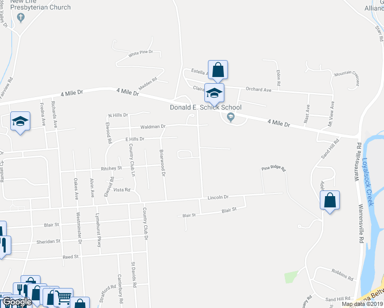 map of restaurants, bars, coffee shops, grocery stores, and more near 2691 Haas Lane in Montoursville