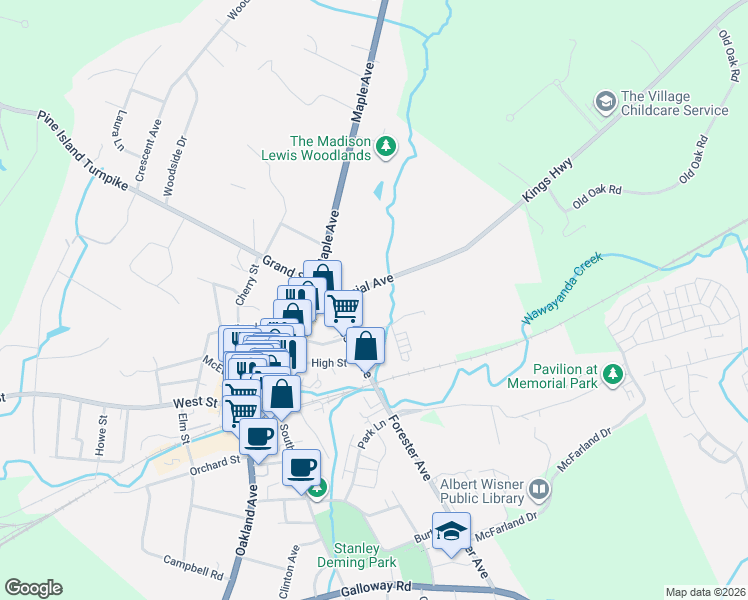 map of restaurants, bars, coffee shops, grocery stores, and more near 43 Colonial Avenue in Warwick