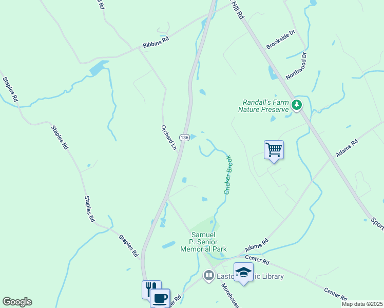 map of restaurants, bars, coffee shops, grocery stores, and more near 169 Westport Road in Easton