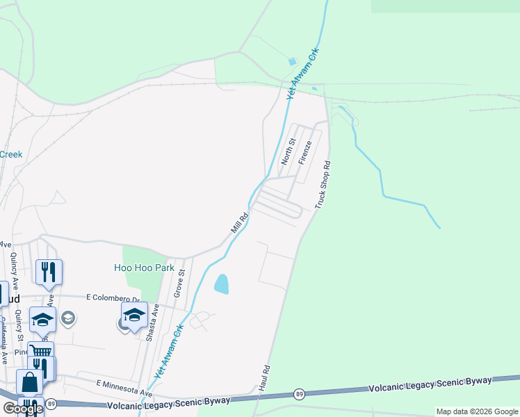 map of restaurants, bars, coffee shops, grocery stores, and more near 801-917 Beaumont Ave in McCloud