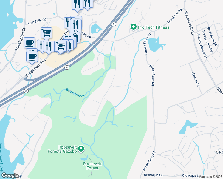 map of restaurants, bars, coffee shops, grocery stores, and more near 1620 North Peters Lane in Stratford