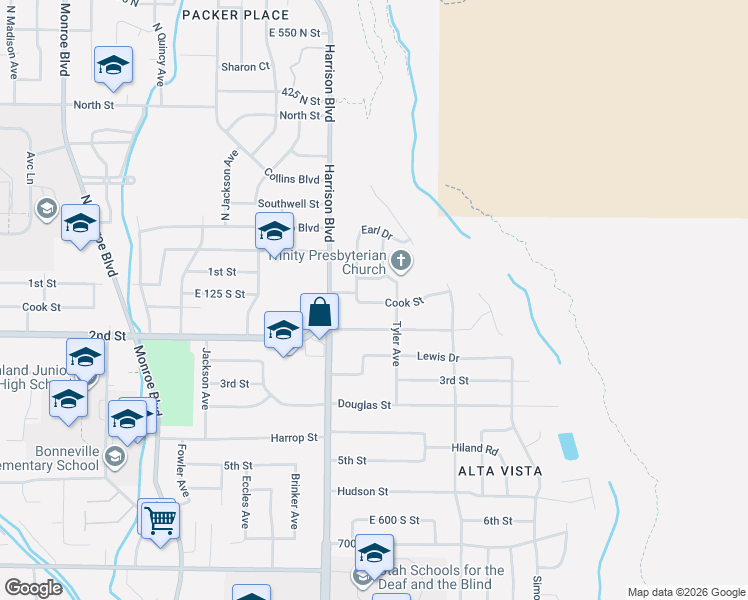 map of restaurants, bars, coffee shops, grocery stores, and more near 118 Iowa Avenue in Ogden