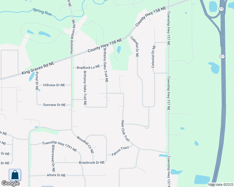 map of restaurants, bars, coffee shops, grocery stores, and more near 1825 Brittainy Oaks Trail Northeast in Warren