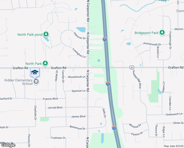 map of restaurants, bars, coffee shops, grocery stores, and more near 573 North Carpenter Road in Brunswick