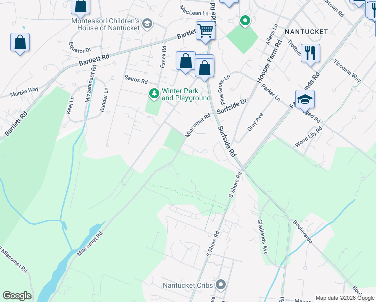 map of restaurants, bars, coffee shops, grocery stores, and more near 3 Norquarta Drive in Nantucket