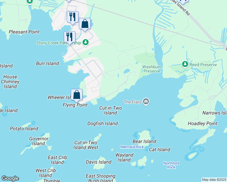map of restaurants, bars, coffee shops, grocery stores, and more near 32 Prospect Hill Road in Branford