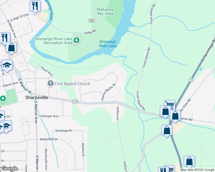 map of restaurants, bars, coffee shops, grocery stores, and more near 2344 Pierce Bluffs Drive in Hermitage