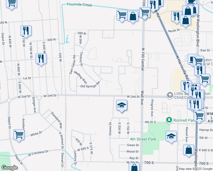 map of restaurants, bars, coffee shops, grocery stores, and more near South Issac Newton Court in Ogden