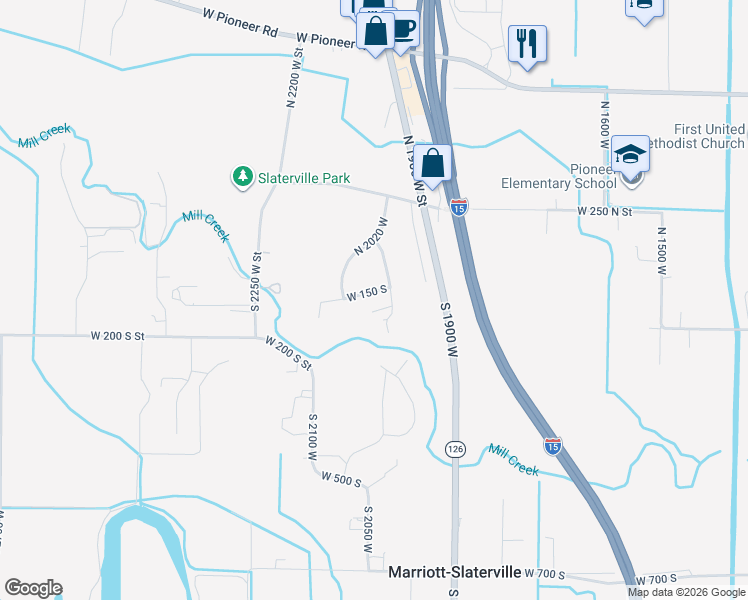 map of restaurants, bars, coffee shops, grocery stores, and more near 1995 West 150 South in Ogden