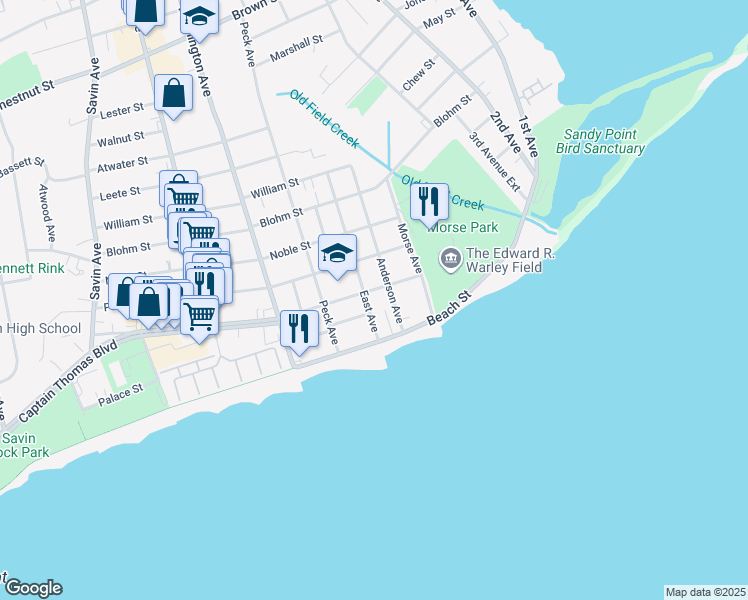 map of restaurants, bars, coffee shops, grocery stores, and more near 43 East Avenue in West Haven