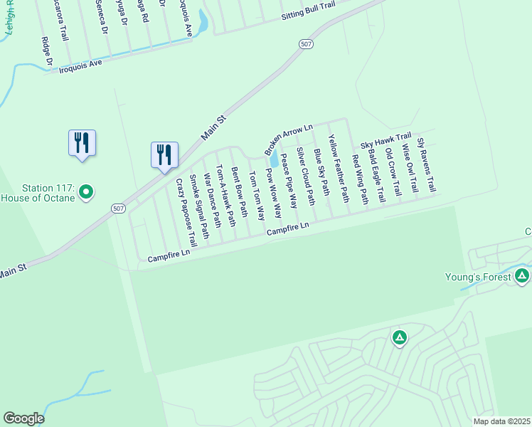 map of restaurants, bars, coffee shops, grocery stores, and more near Tom Tom Way in Wayne County