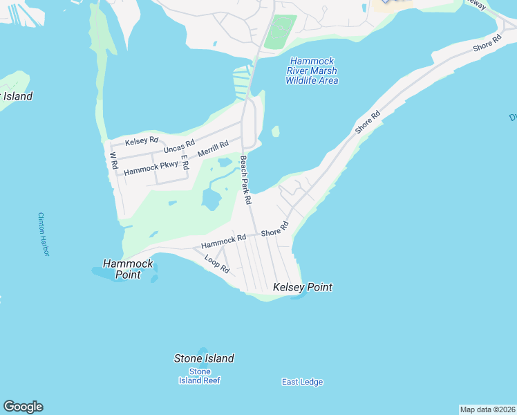 map of restaurants, bars, coffee shops, grocery stores, and more near 74 Beach Park Road in Clinton