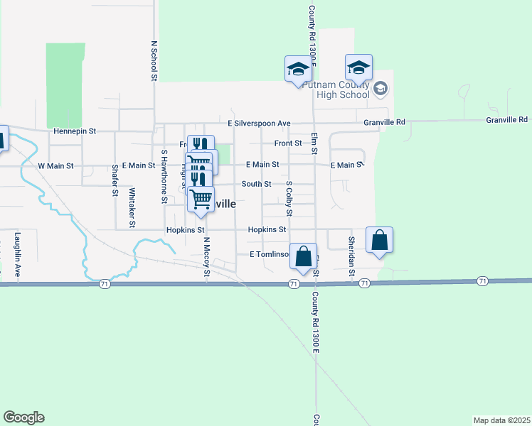 map of restaurants, bars, coffee shops, grocery stores, and more near 305 Archie Avenue in Granville