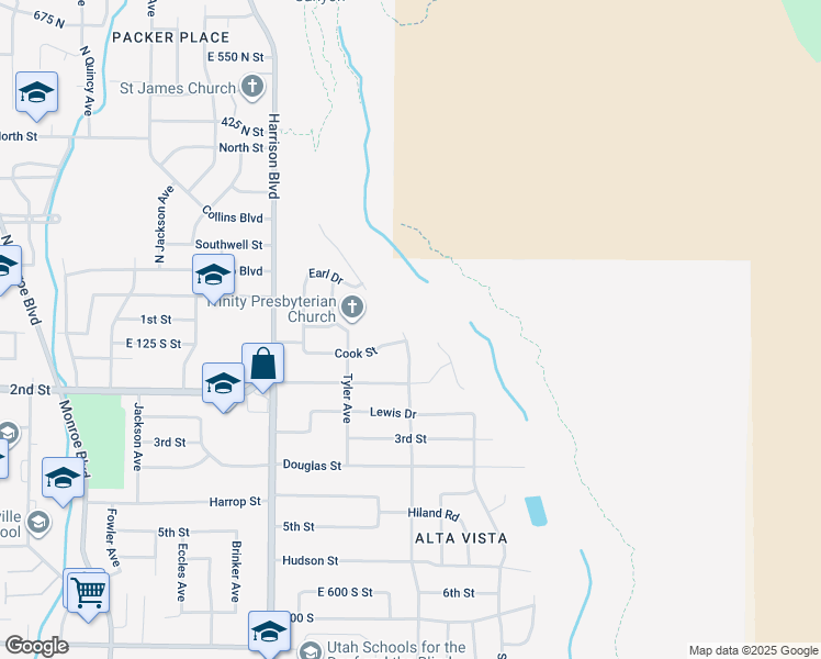 map of restaurants, bars, coffee shops, grocery stores, and more near 140 Polk Avenue in Ogden