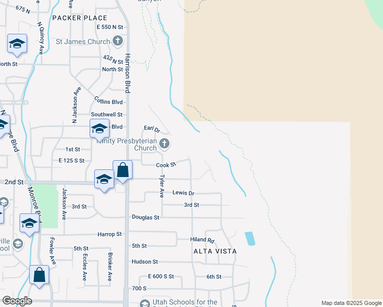 map of restaurants, bars, coffee shops, grocery stores, and more near 140 Polk Avenue in Ogden