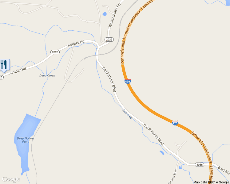 map of restaurants, bars, coffee shops, grocery stores, and more near 2280 Old Pittston Boulevard in Wilkes-Barre
