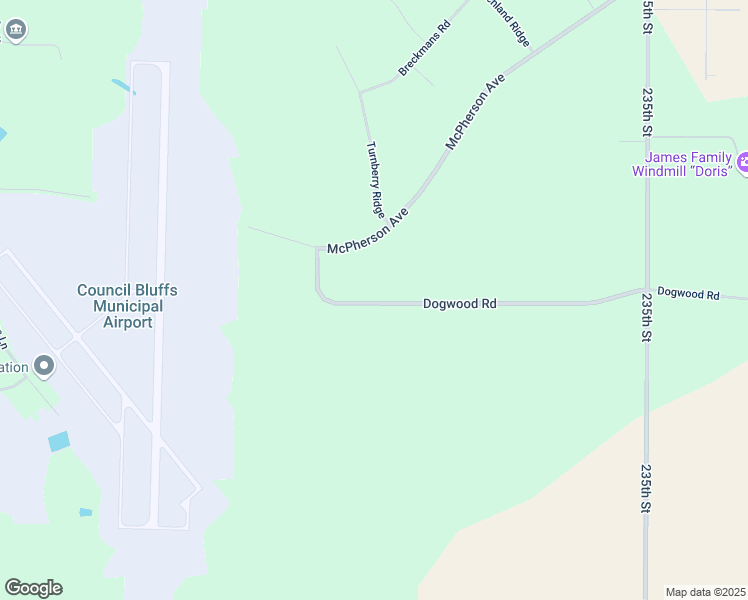 map of restaurants, bars, coffee shops, grocery stores, and more near 23031 Dogwood Road in Council Bluffs