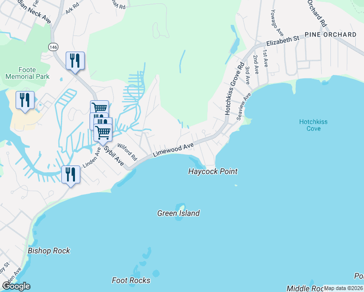 map of restaurants, bars, coffee shops, grocery stores, and more near 101 Limewood Avenue in Branford