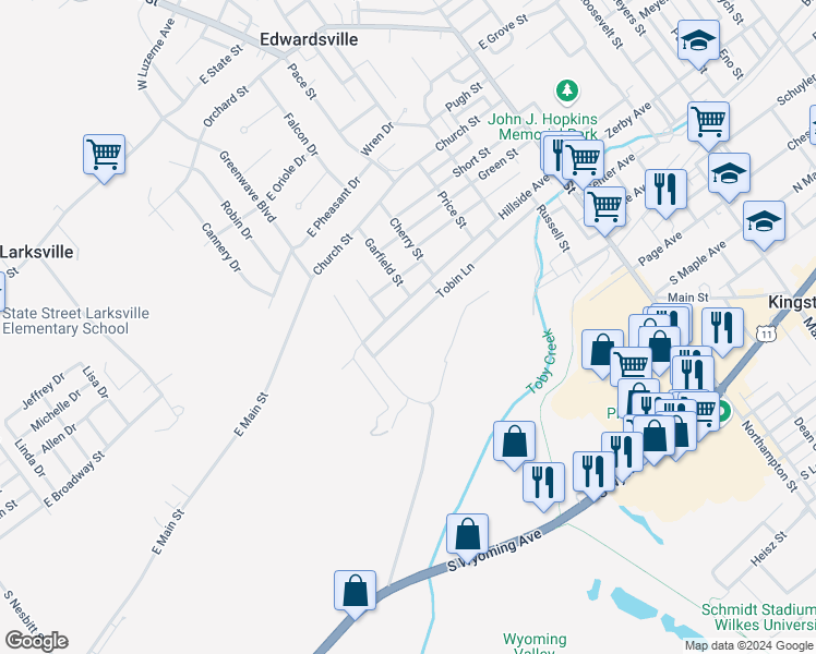 map of restaurants, bars, coffee shops, grocery stores, and more near 150 Tobin Ln in Edwardsville
