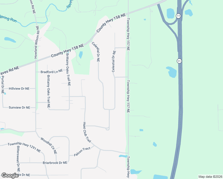 map of restaurants, bars, coffee shops, grocery stores, and more near 2051 Celestial Drive Northeast in Warren