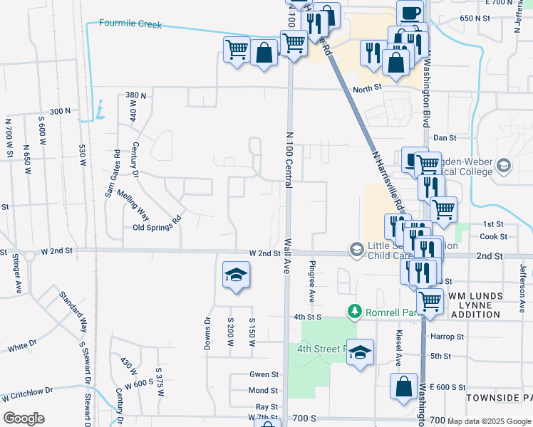 map of restaurants, bars, coffee shops, grocery stores, and more near 142 West 2nd Street in Ogden