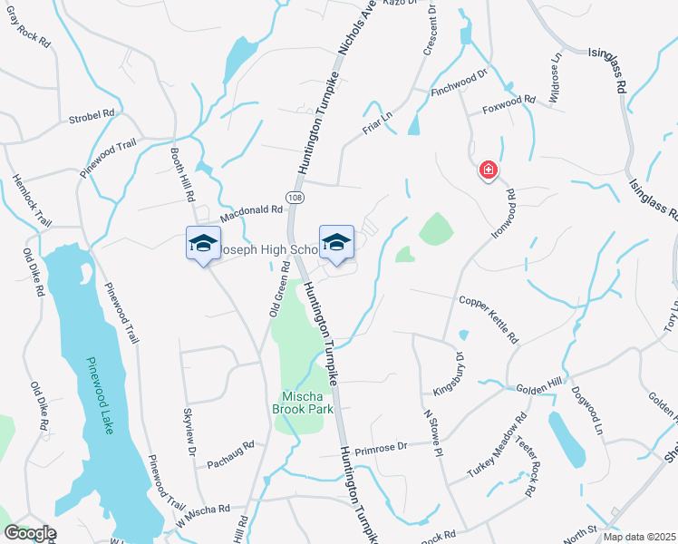 map of restaurants, bars, coffee shops, grocery stores, and more near 2320 Huntington Turnpike in Trumbull