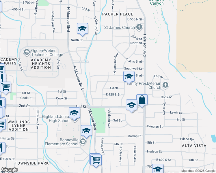 map of restaurants, bars, coffee shops, grocery stores, and more near 954 Vitt Drive in Ogden