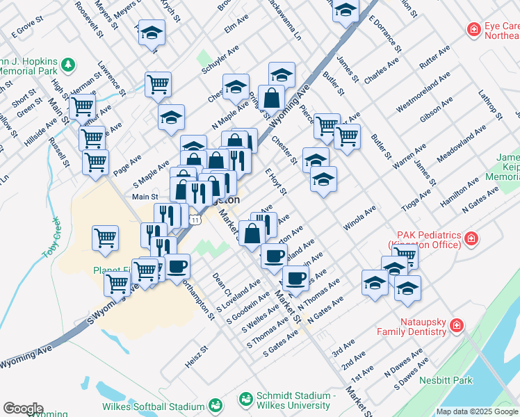 map of restaurants, bars, coffee shops, grocery stores, and more near 254 Wright Avenue in Kingston