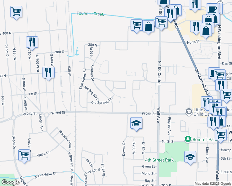 map of restaurants, bars, coffee shops, grocery stores, and more near 318 West Goodale Drive in Ogden