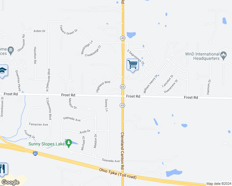 map of restaurants, bars, coffee shops, grocery stores, and more near 1333 Adele Drive in Streetsboro