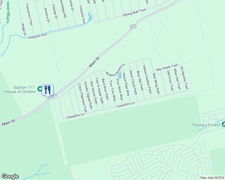 map of restaurants, bars, coffee shops, grocery stores, and more near Tom Tom Way in Wayne County