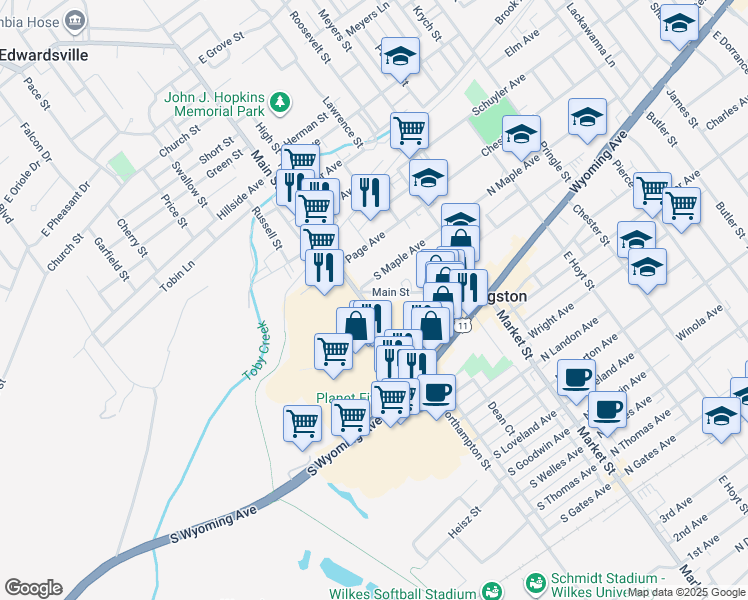 map of restaurants, bars, coffee shops, grocery stores, and more near 171 Main Street in Kingston