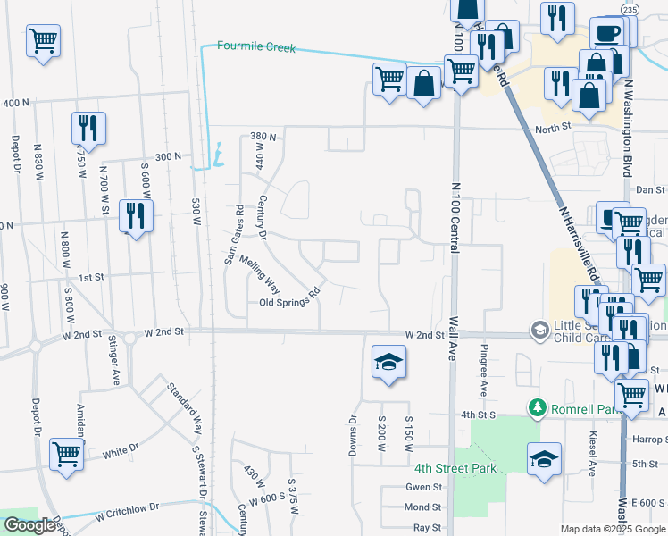 map of restaurants, bars, coffee shops, grocery stores, and more near 315 LeAnn Way in Ogden