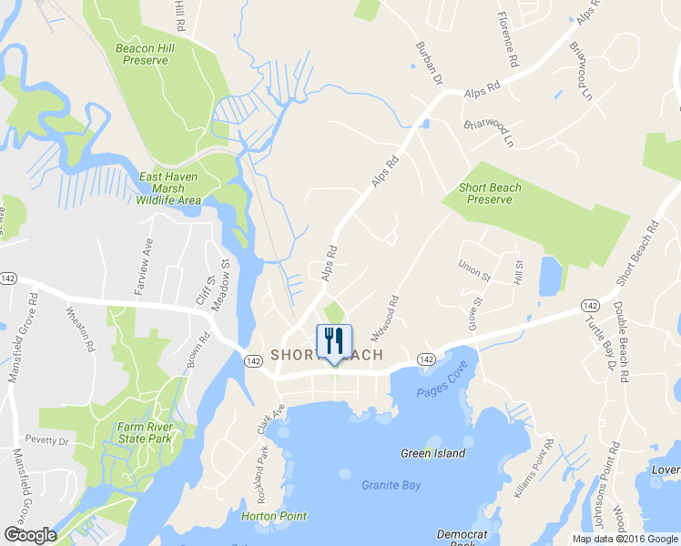 map of restaurants, bars, coffee shops, grocery stores, and more near 5 Bassett Road in Branford