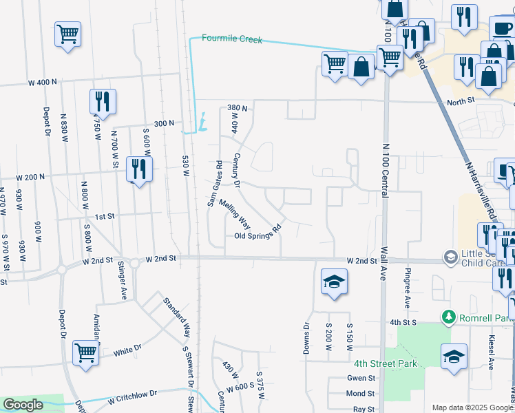 map of restaurants, bars, coffee shops, grocery stores, and more near 369 West Goodale Drive in Ogden
