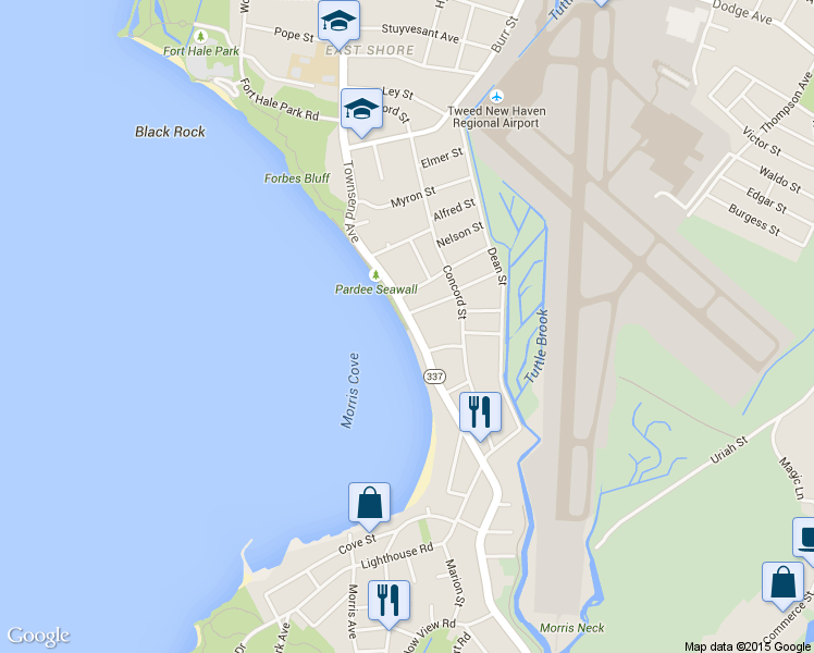 map of restaurants, bars, coffee shops, grocery stores, and more near 168 Townsend Avenue in New Haven