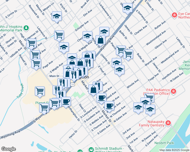 map of restaurants, bars, coffee shops, grocery stores, and more near 271 Rutter Avenue in Kingston