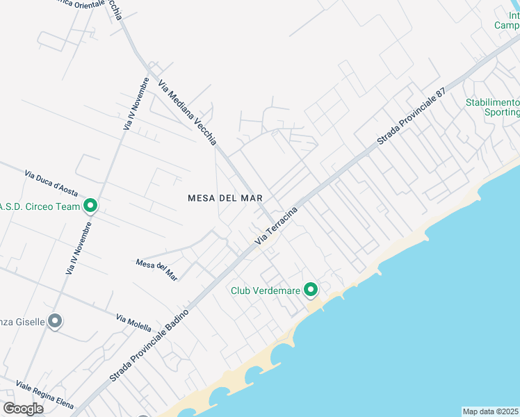 map of restaurants, bars, coffee shops, grocery stores, and more near 7 Via Mediana Vecchia in San Felice Circeo