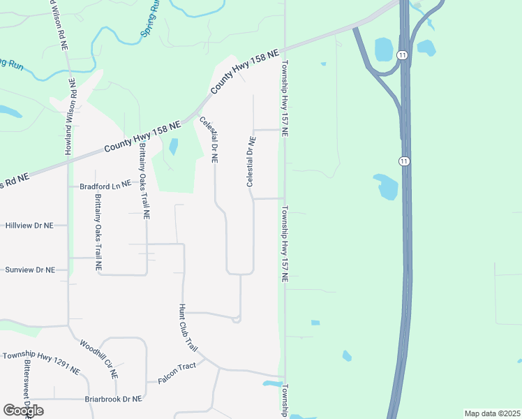 map of restaurants, bars, coffee shops, grocery stores, and more near 2023 Celestial Drive Northeast in Warren