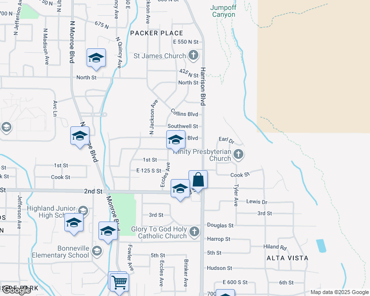 map of restaurants, bars, coffee shops, grocery stores, and more near 1120 Vitt Drive in Ogden