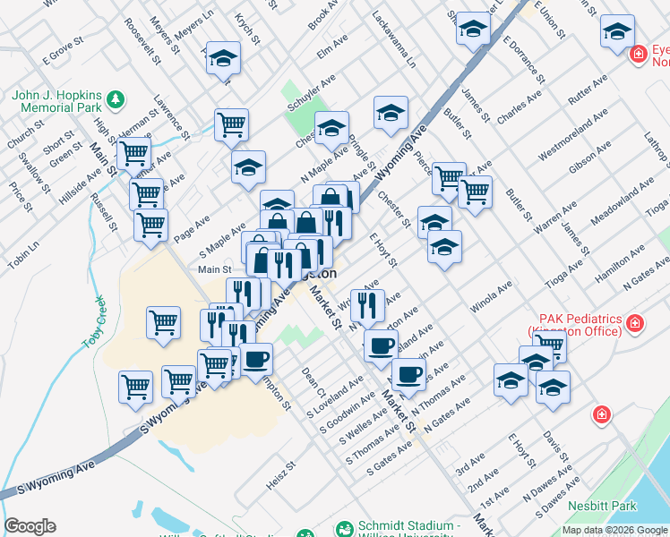 map of restaurants, bars, coffee shops, grocery stores, and more near 242 Rutter Avenue in Kingston