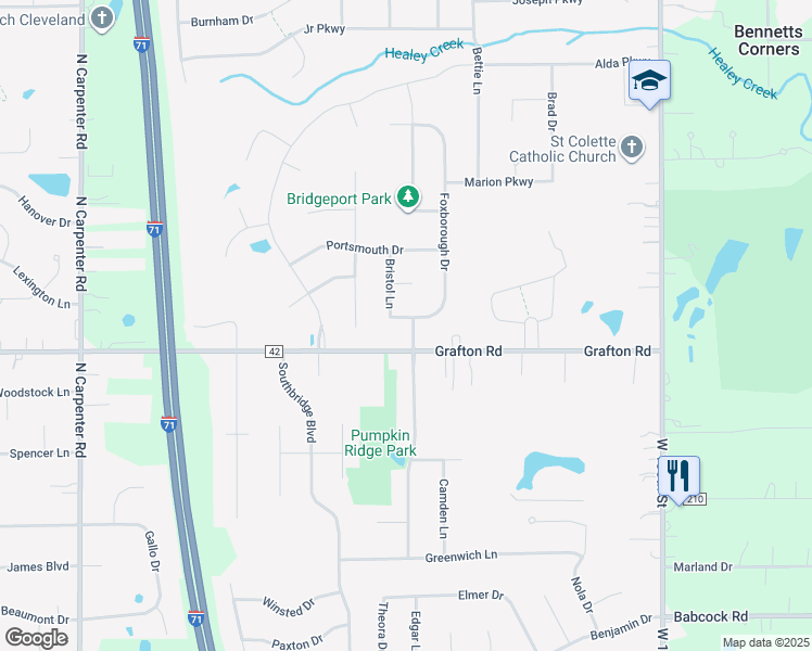 map of restaurants, bars, coffee shops, grocery stores, and more near 514 Foxborough Drive in Brunswick