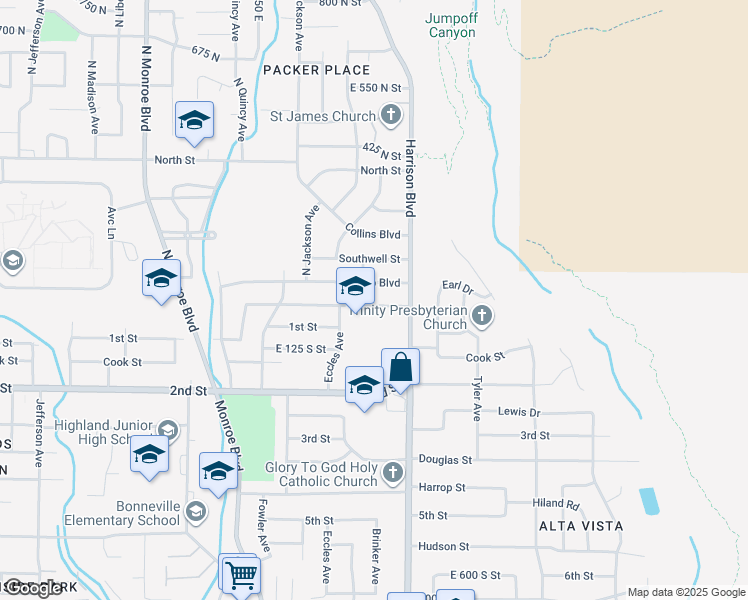 map of restaurants, bars, coffee shops, grocery stores, and more near 1120 Vitt Drive in Ogden