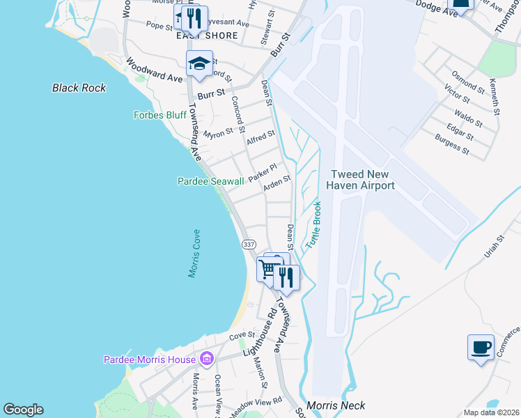 map of restaurants, bars, coffee shops, grocery stores, and more near 146 Concord Street in New Haven