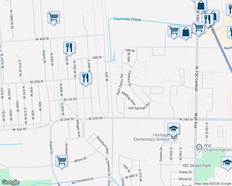 map of restaurants, bars, coffee shops, grocery stores, and more near 131 Sam Gates Road in Ogden