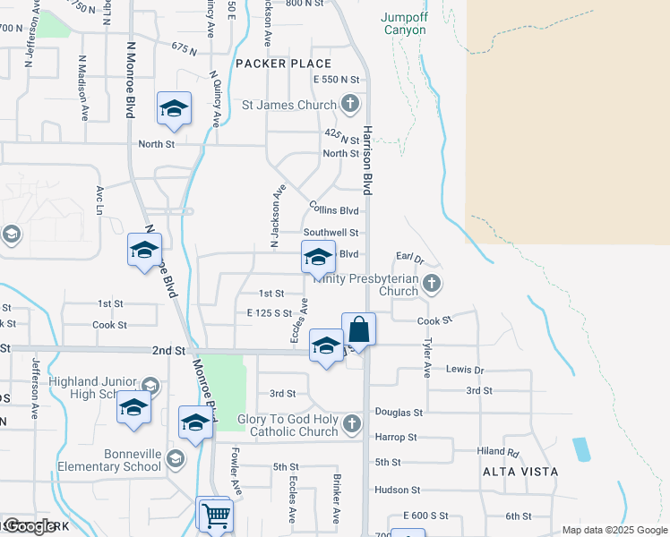 map of restaurants, bars, coffee shops, grocery stores, and more near 1120 Vitt Drive in Ogden
