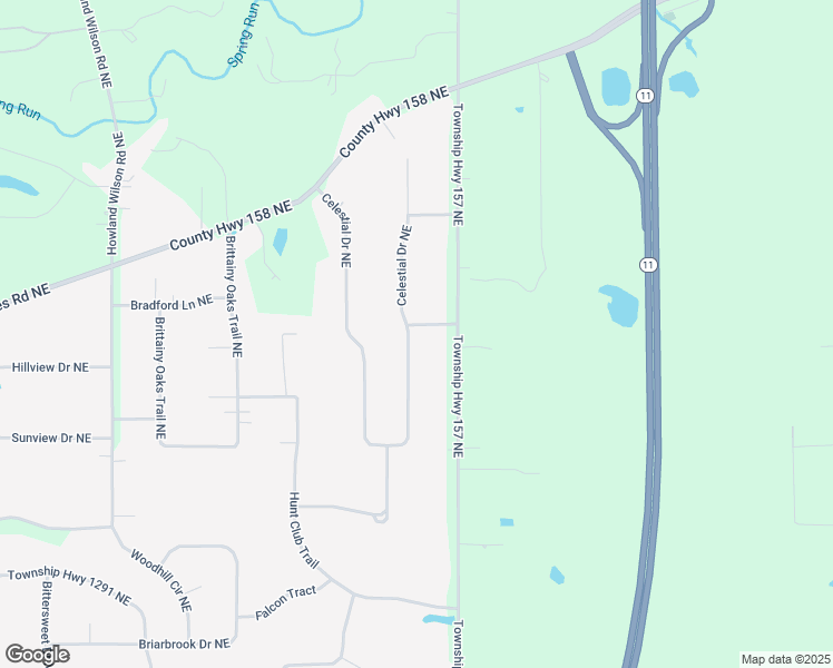 map of restaurants, bars, coffee shops, grocery stores, and more near 2023 Celestial Drive Northeast in Warren